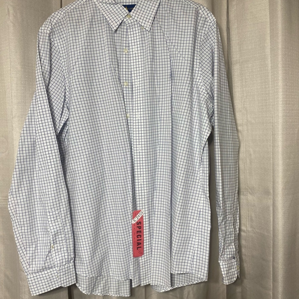 Ralph Lauren White and Blue Checkered Dress Shirt
